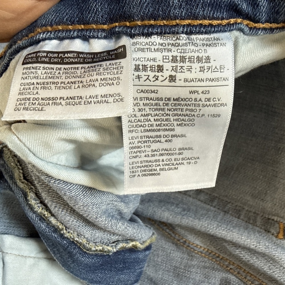 Levi's 505 Jeans Mens 36x30 Blue Whiskers Grunge Straight Leg Spandex Casual Dad - Picture 3 of 7